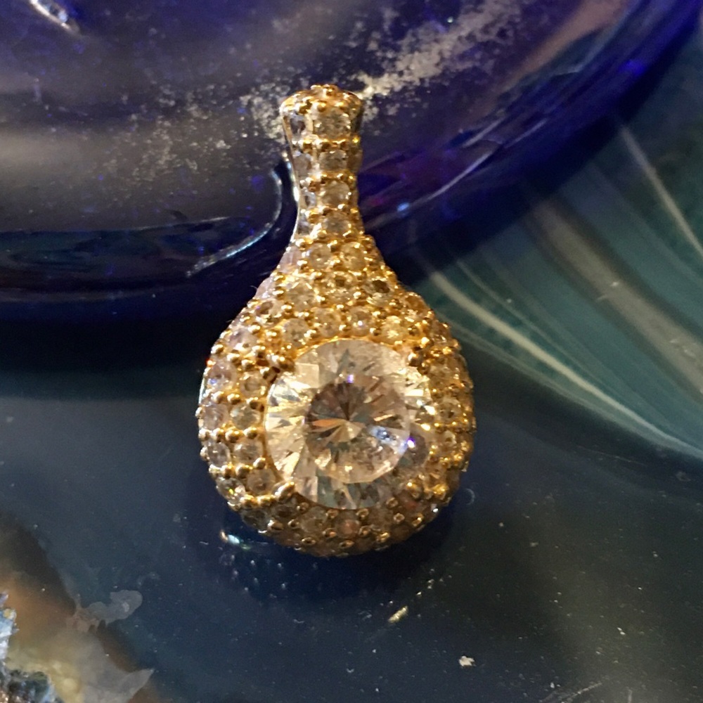 White Diamond CZs on Gold Pendent